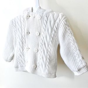 Baby Gap Girls Cable Knit Button Front Fleece Lined Hooded Sweater Jacket, 6-12M